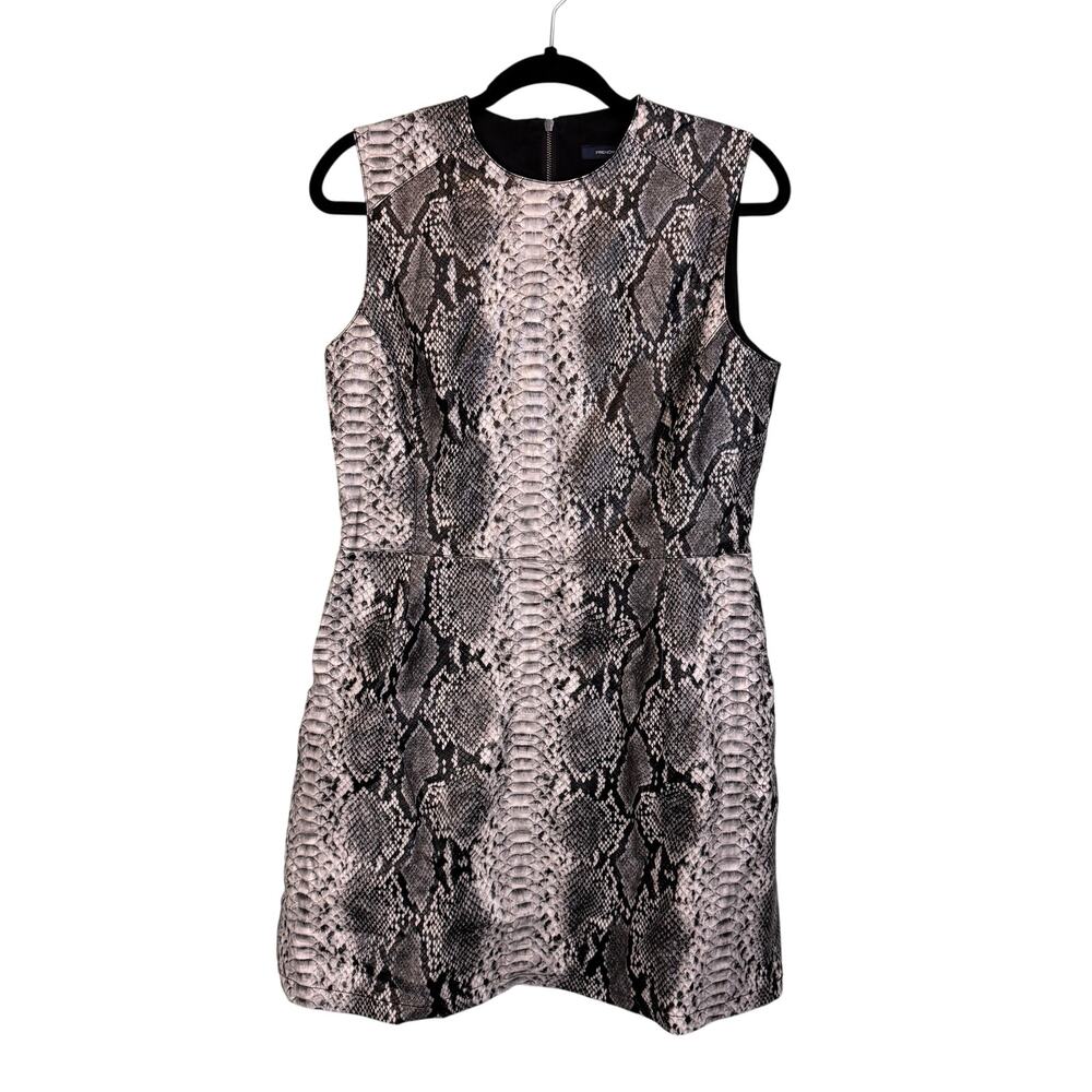 French Connection Mini Dress Womens 10 Gray Snakeskin Animal Print Sleeveless